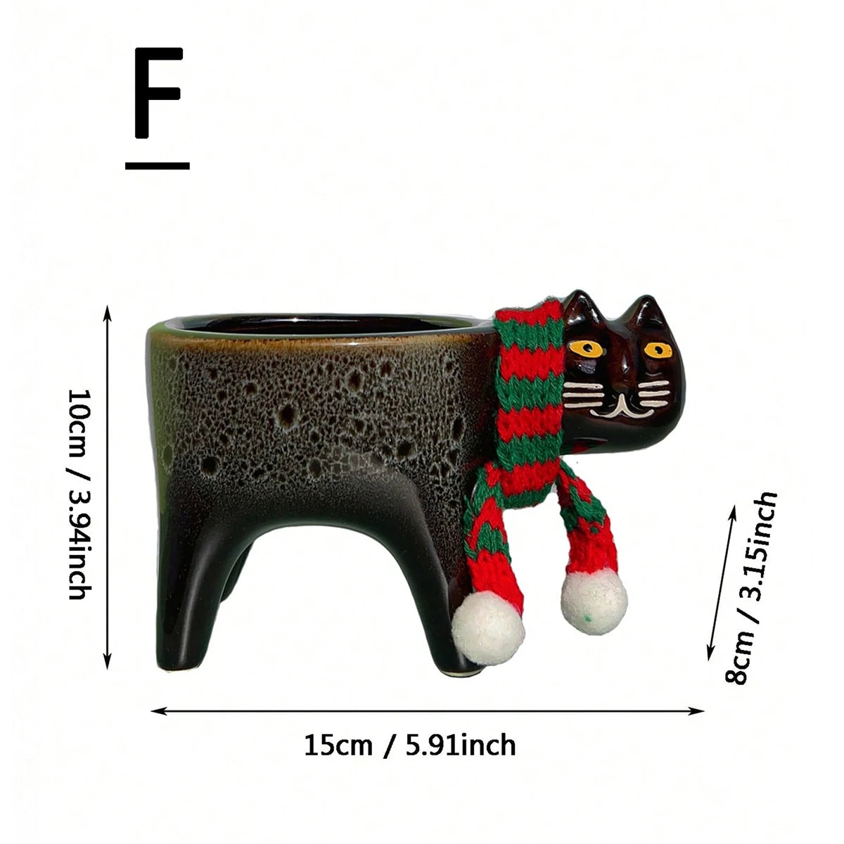 Brown ceramic cat planters size guide