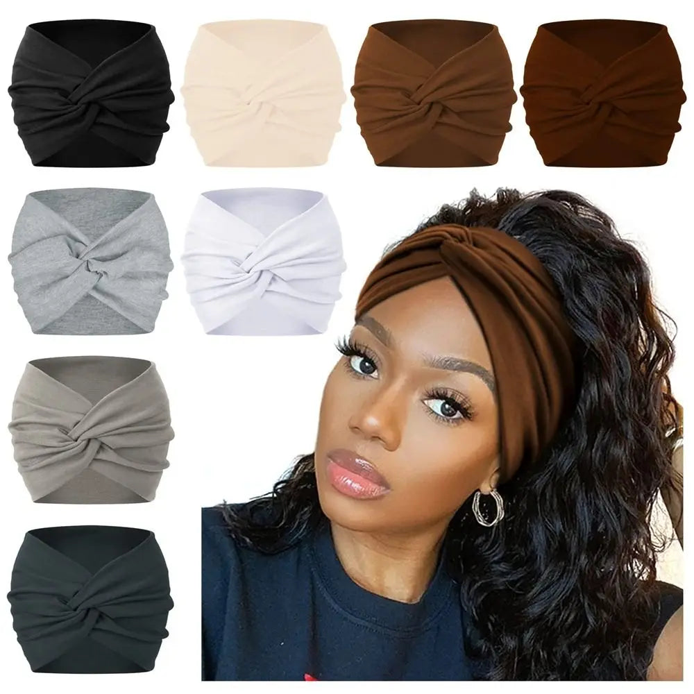 Boho twist headband for women – extra wide soft stretch hair wrap for workouts and everyday wear