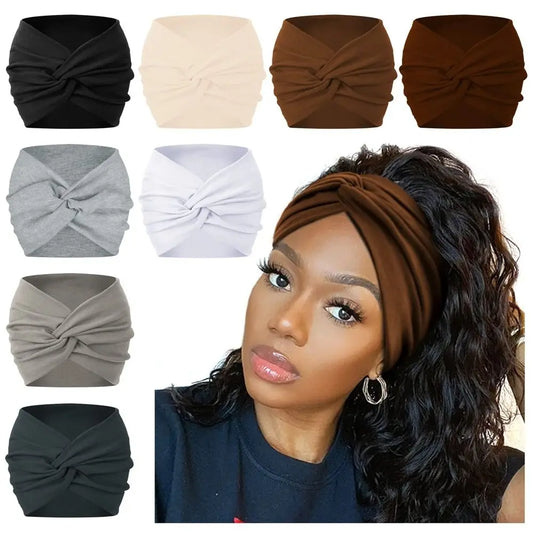 Boho twist headband for women – extra wide soft stretch hair wrap for workouts and everyday wear