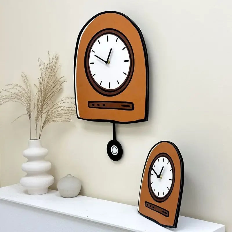 Modern Korean wall clock with pendulum in a minimalist style displayed on a wall