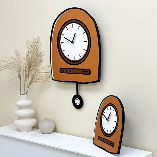 Modern Korean wall clock with pendulum in a minimalist style displayed on a wall