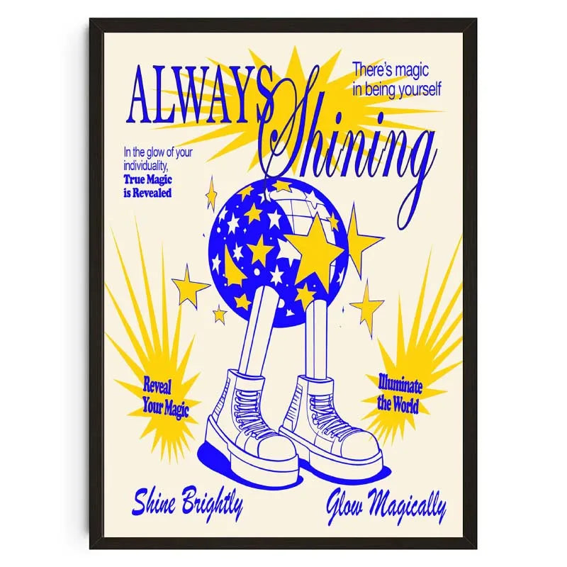 Motivational poster with text and boots design on a white background