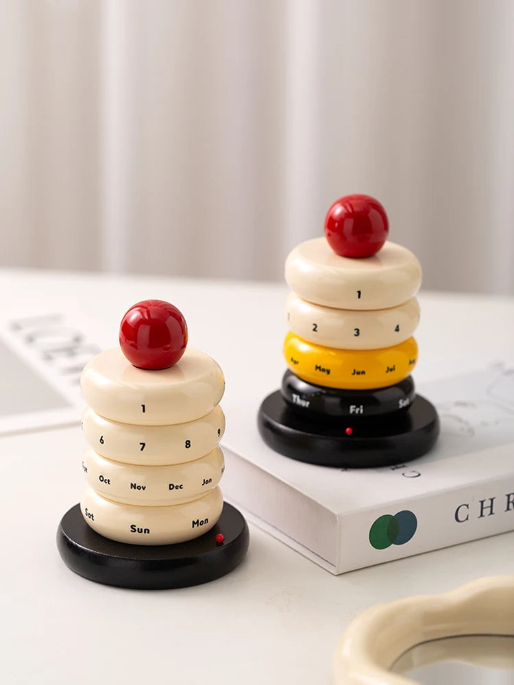 Modern rotating desk calendar with minimalist Scandinavian styling