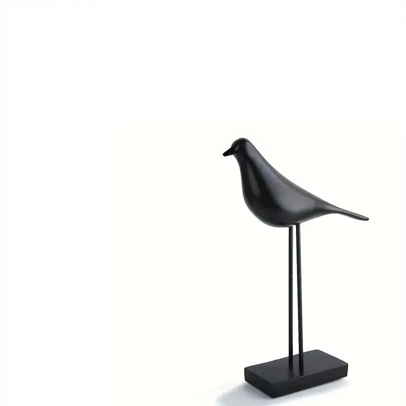 Nordic Resin Bird Statue – Modern Black Decorative Sculpture