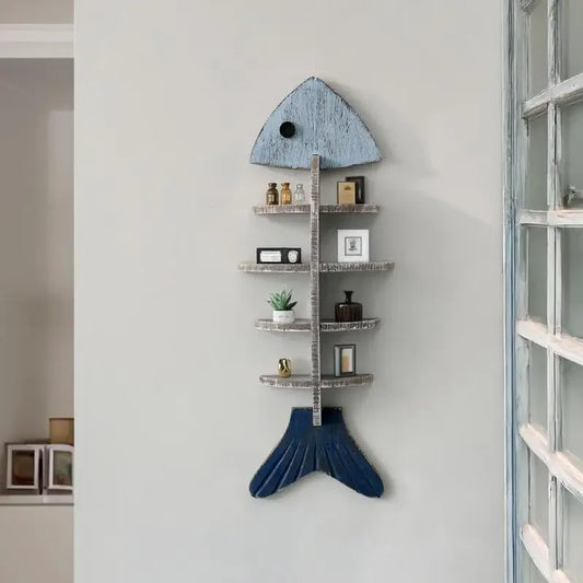 Mediterranean Fishbone Wall Shelf – 3D Wooden Wall Decor & Storage