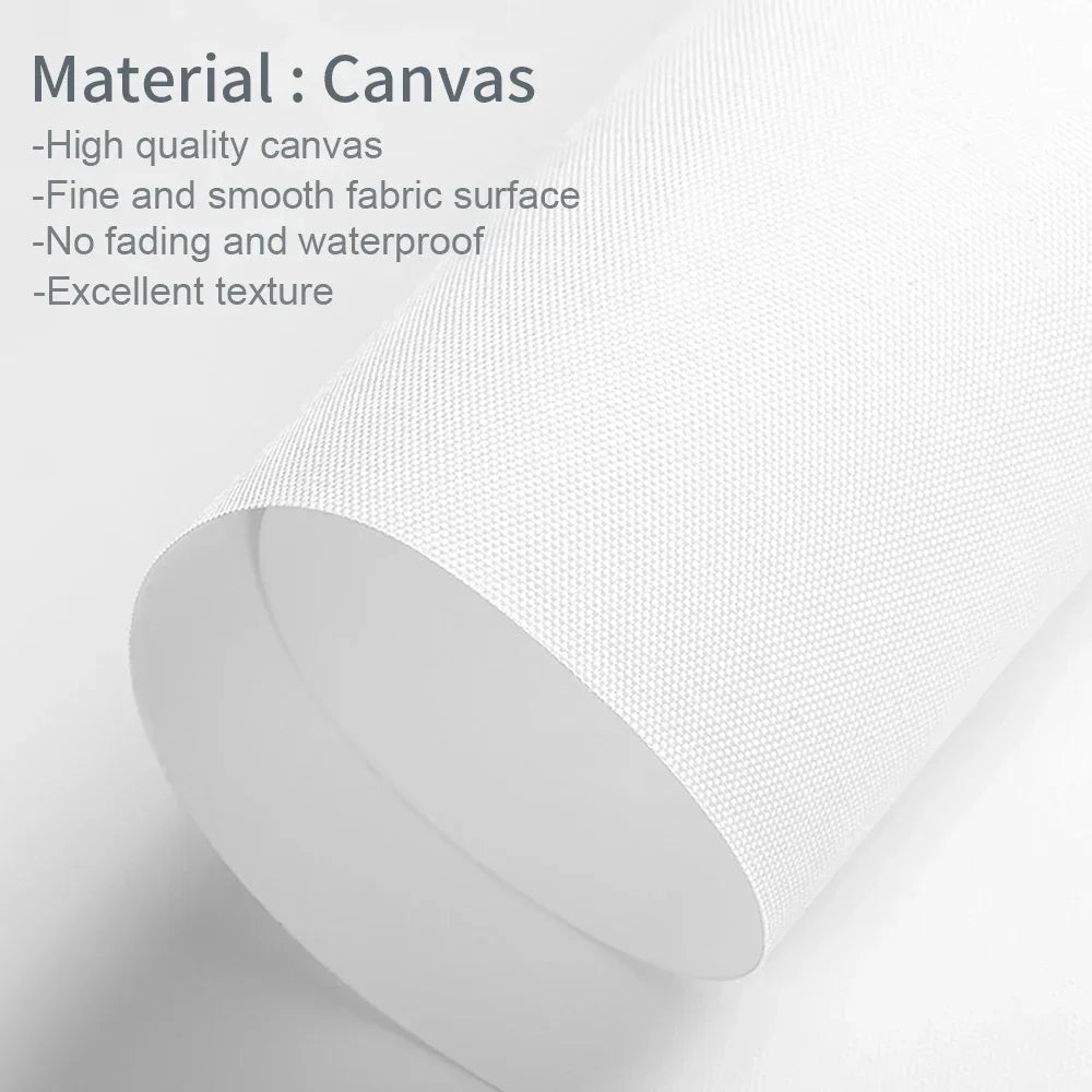 Canvas material with text highlighting its qualities on a light gray background