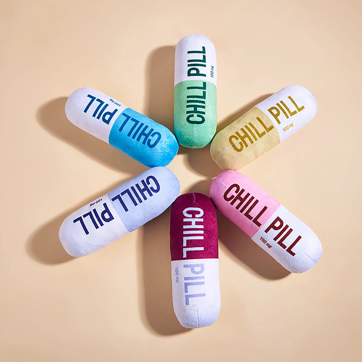 Colorful 'Chill Pill Dog Toy