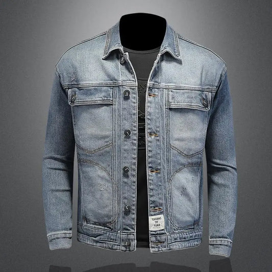 Denim jacket on a gray background