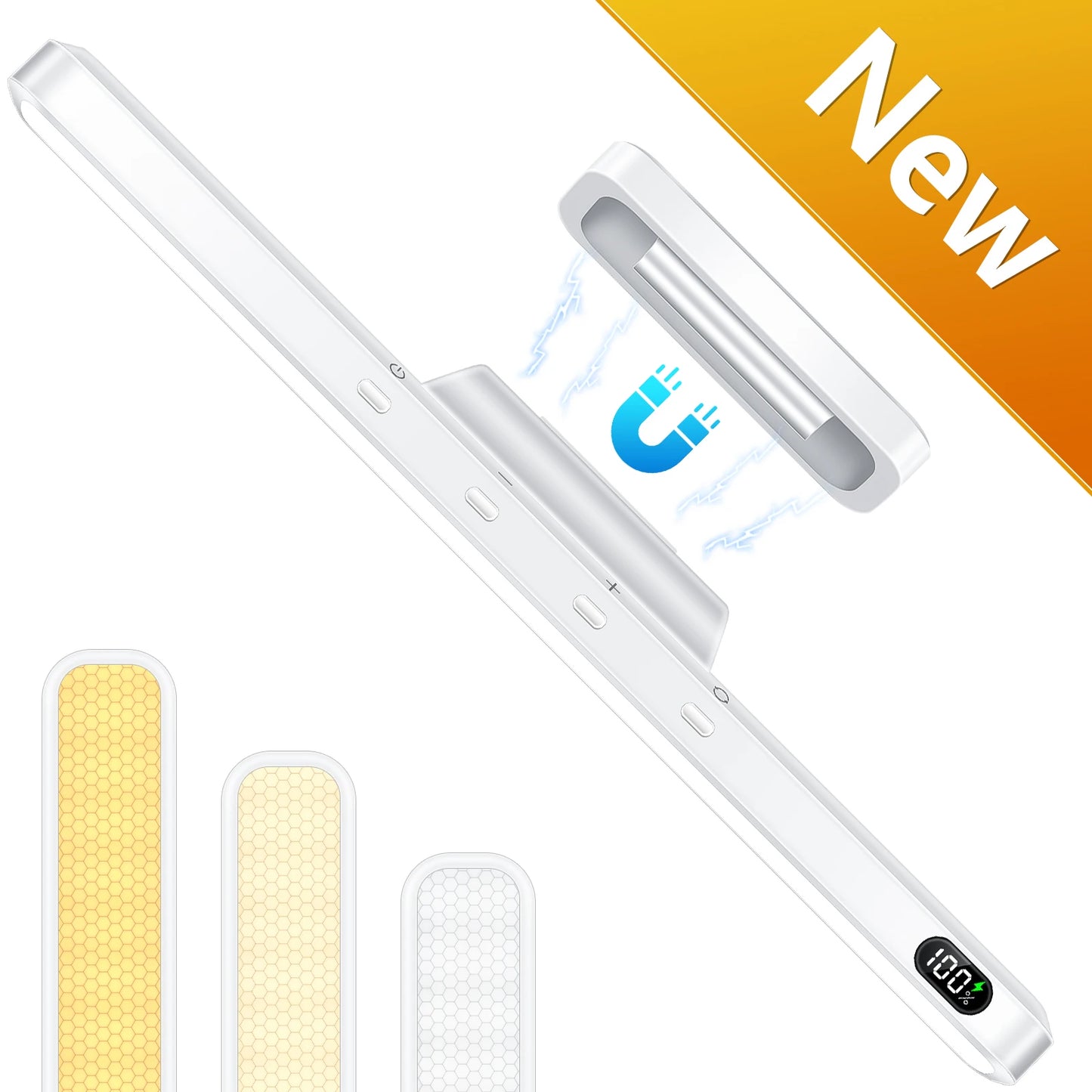 White electronic device with a digital display on a white background, labeled 'New'.