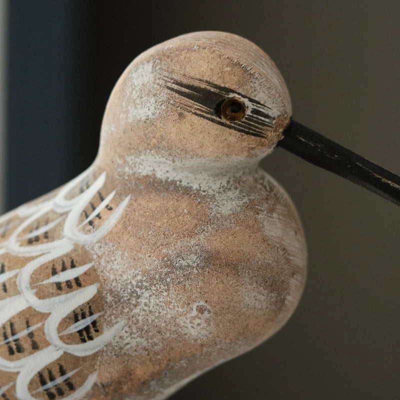 Close-up of a stone bird sculpture with a dark background