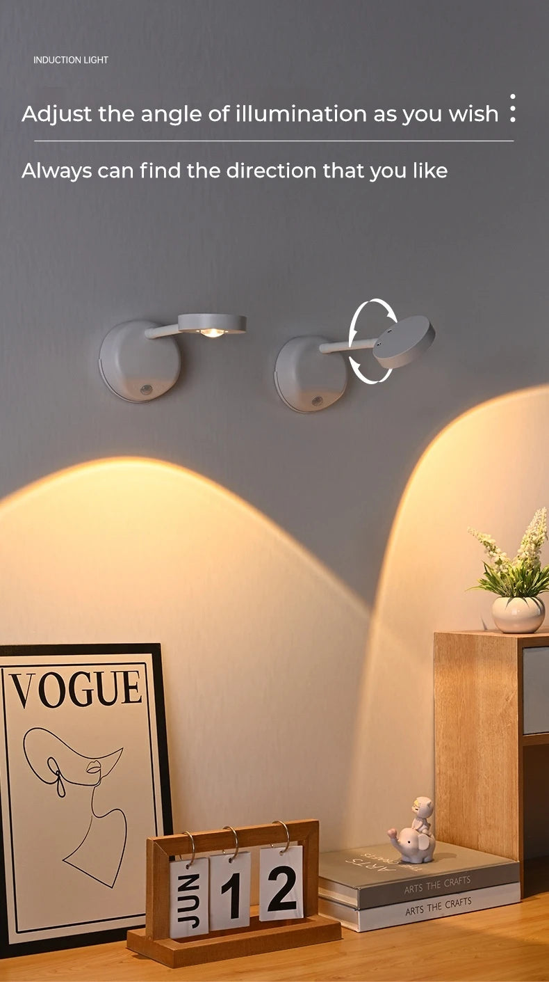 Modern wall lights adjusting the angle of illumination in a room with decor elements.