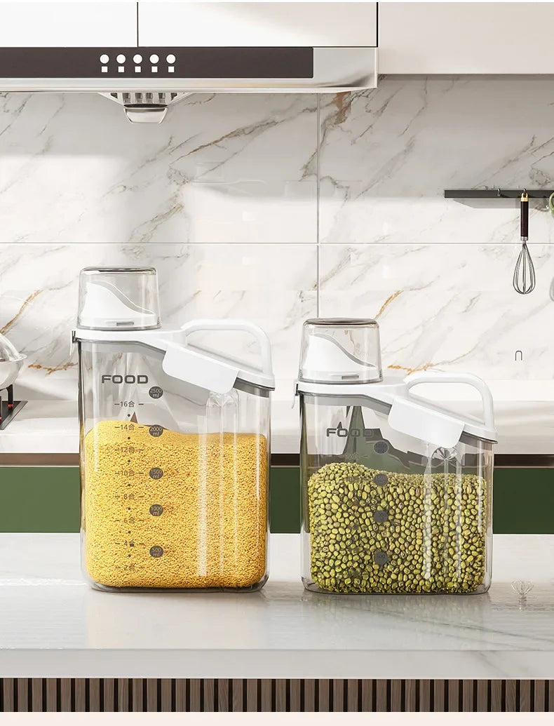 Airtight Food Storage Container – Moisture-Proof Kitchen Jar for Grains, Snacks & Pet Food – Transparent BPA-Free Dispenser (1600ml–2800ml)