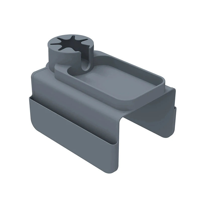 Close up of a grey colour silicone sofa cup holder and storage tray 