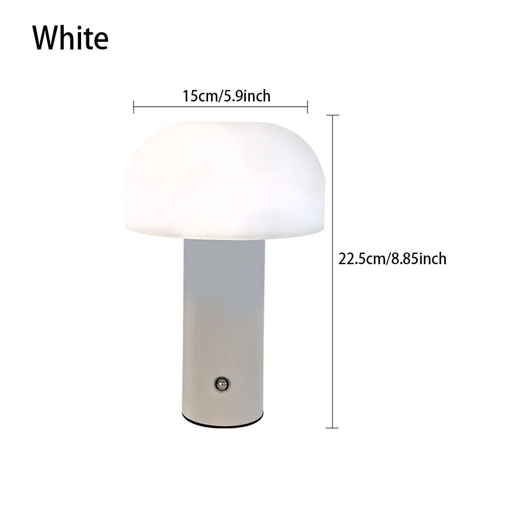 White table lamp with dimensions on a white background