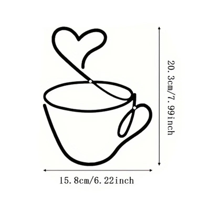 Illustration of a teacup with a heart-shaped spoon and dimensions on a white background