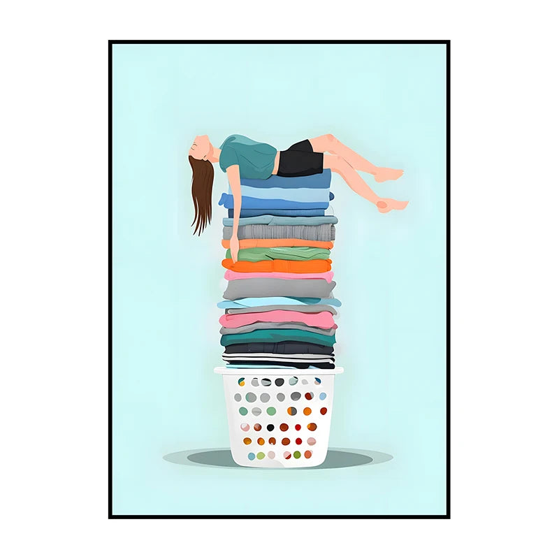 Laundry Basket Art Poster – Modern Minimalist Canvas Wall Print