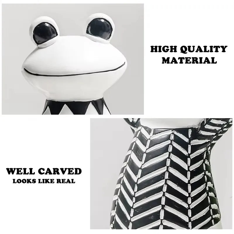 Frog-shaped figurine with detailed design on a gray background