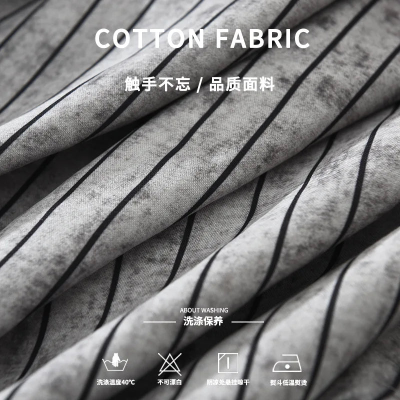 Men’s vintage striped long sleeve shirt with turn-down collar in Coffee/Grey Close up view