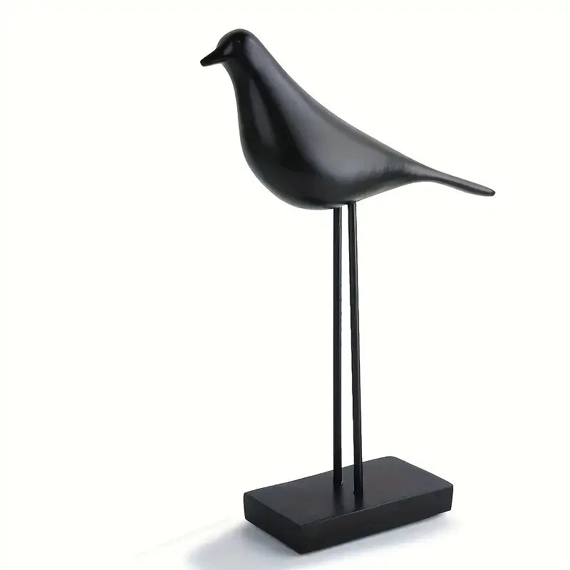 Nordic Resin Bird Statue – Modern Black Decorative Sculpture