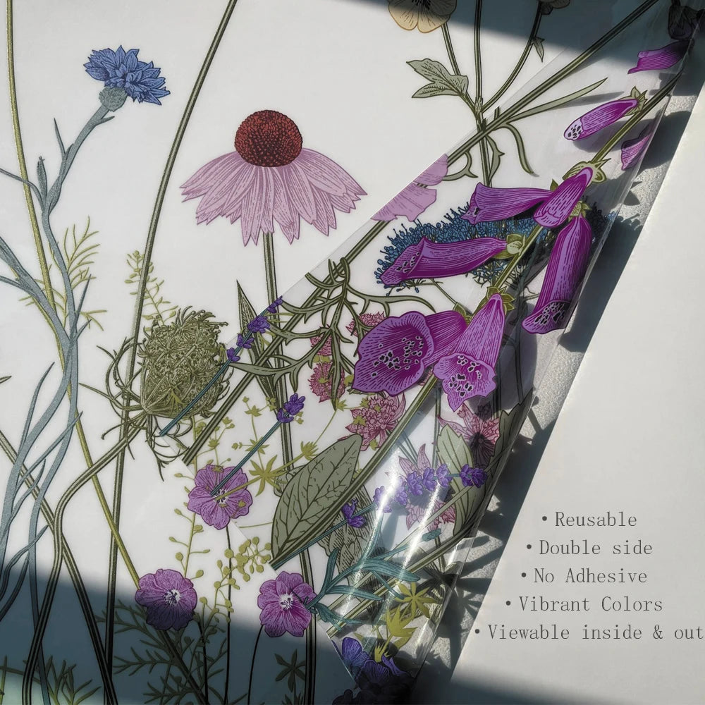 Decorative paper with pressed flowers and text on a white background
