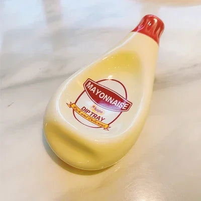Ceramic Condiment Bottle Dip Dish – Sauce Serving Plate