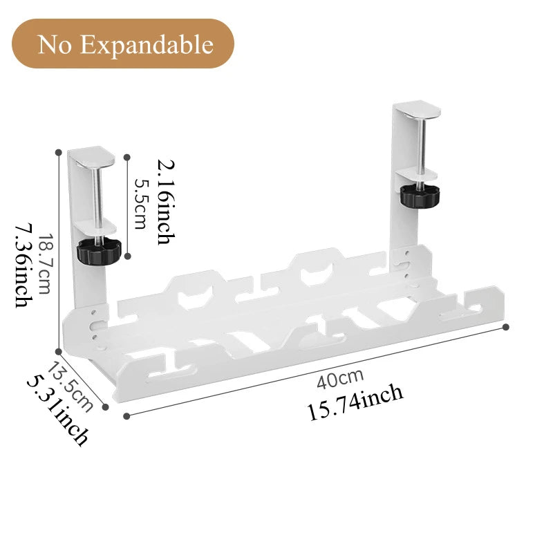 Wall-mounted fishing rod holder with dimensions on a white background