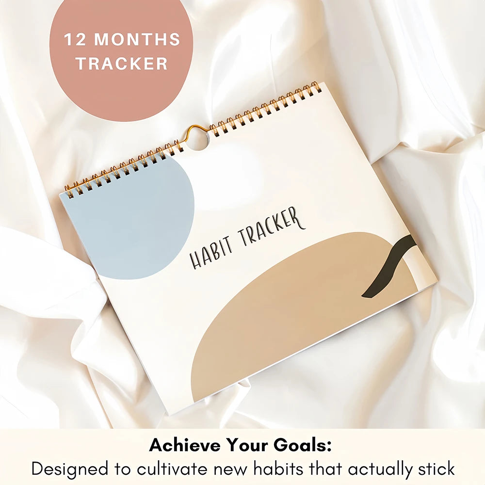 Habit tracker with pastel design on a soft fabric background