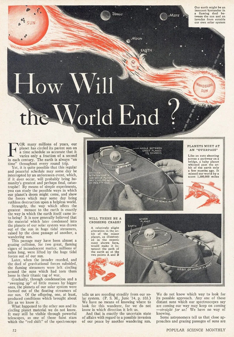 poster showing an article about how will the world end