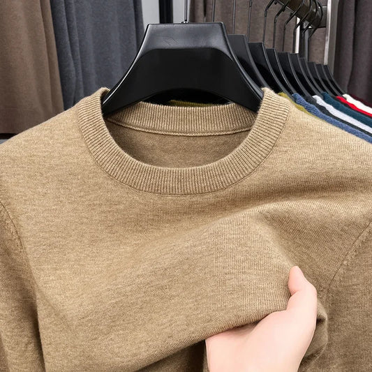 Men’s Classic Knit Sweater – Round Neck Long Sleeve Casual Pullover for Autumn/Winter