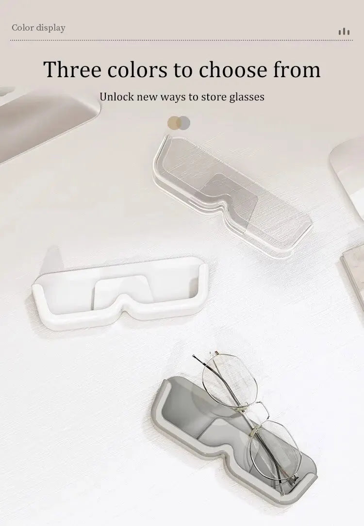 Glasses case with three color options displayed on a white background