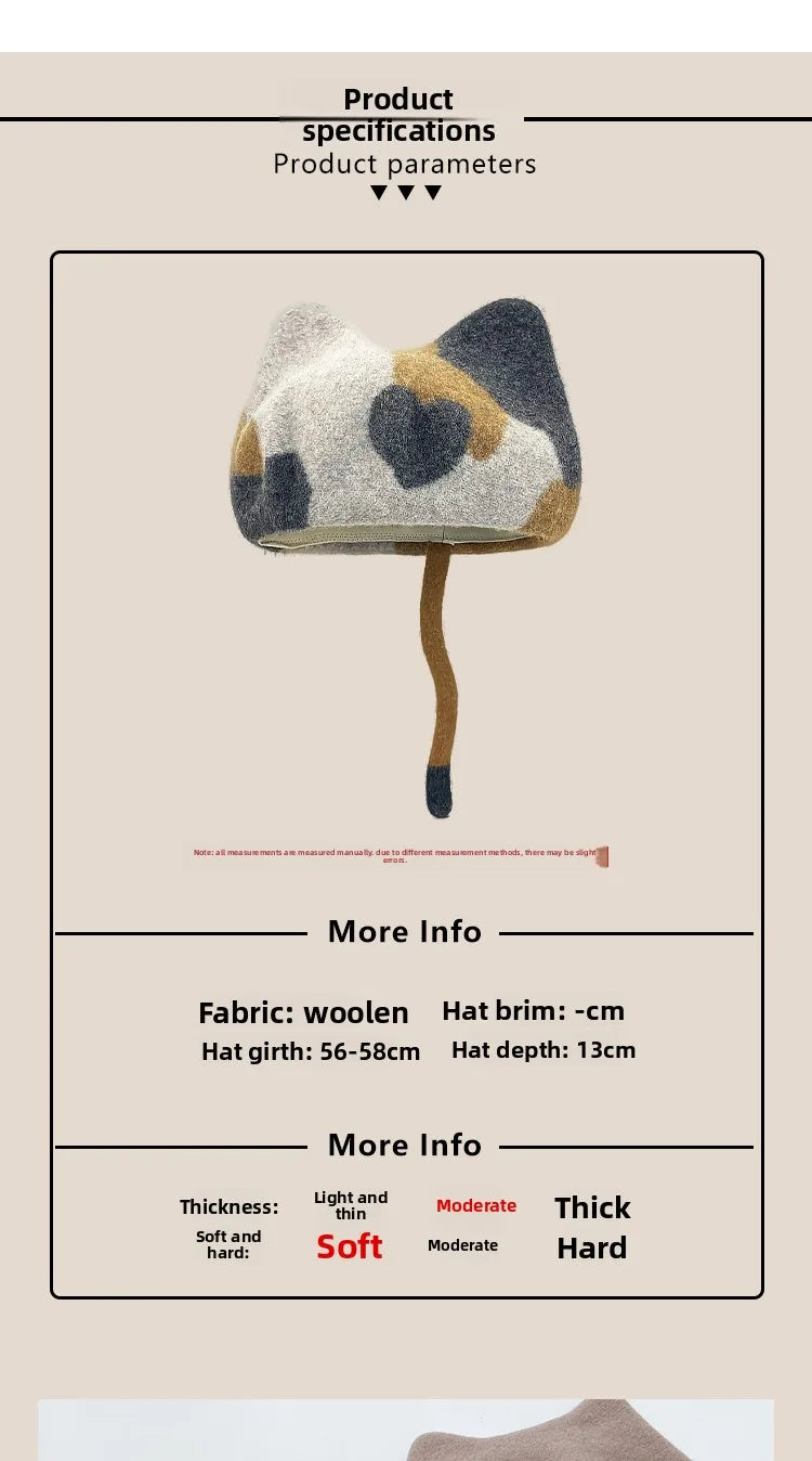 Cute Cat Ear Woolly Hat – Soft Winter Hat with Embroidery