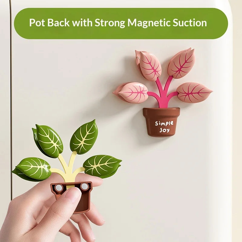 Decorative plant-shaped magnets with strong magnetic suction on a white background.