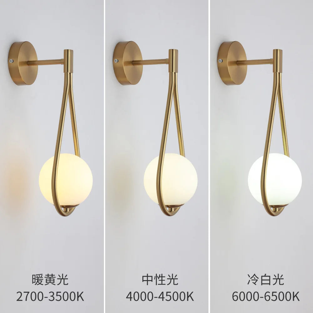 Three wall lights with different color temperatures on a white background