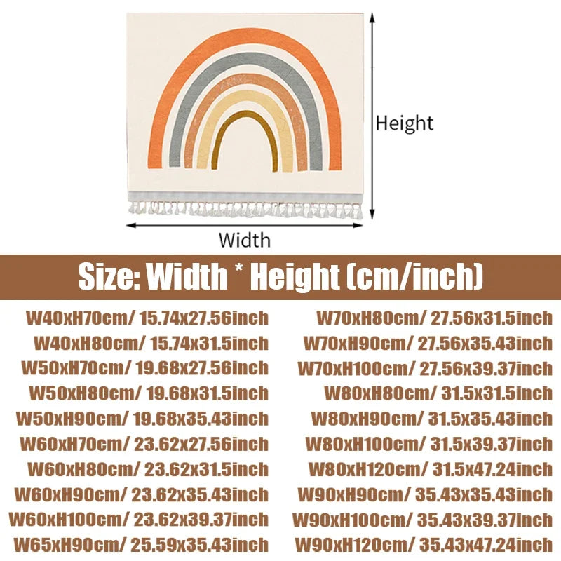 Rainbow-themed product with dimensions labeled on a white background