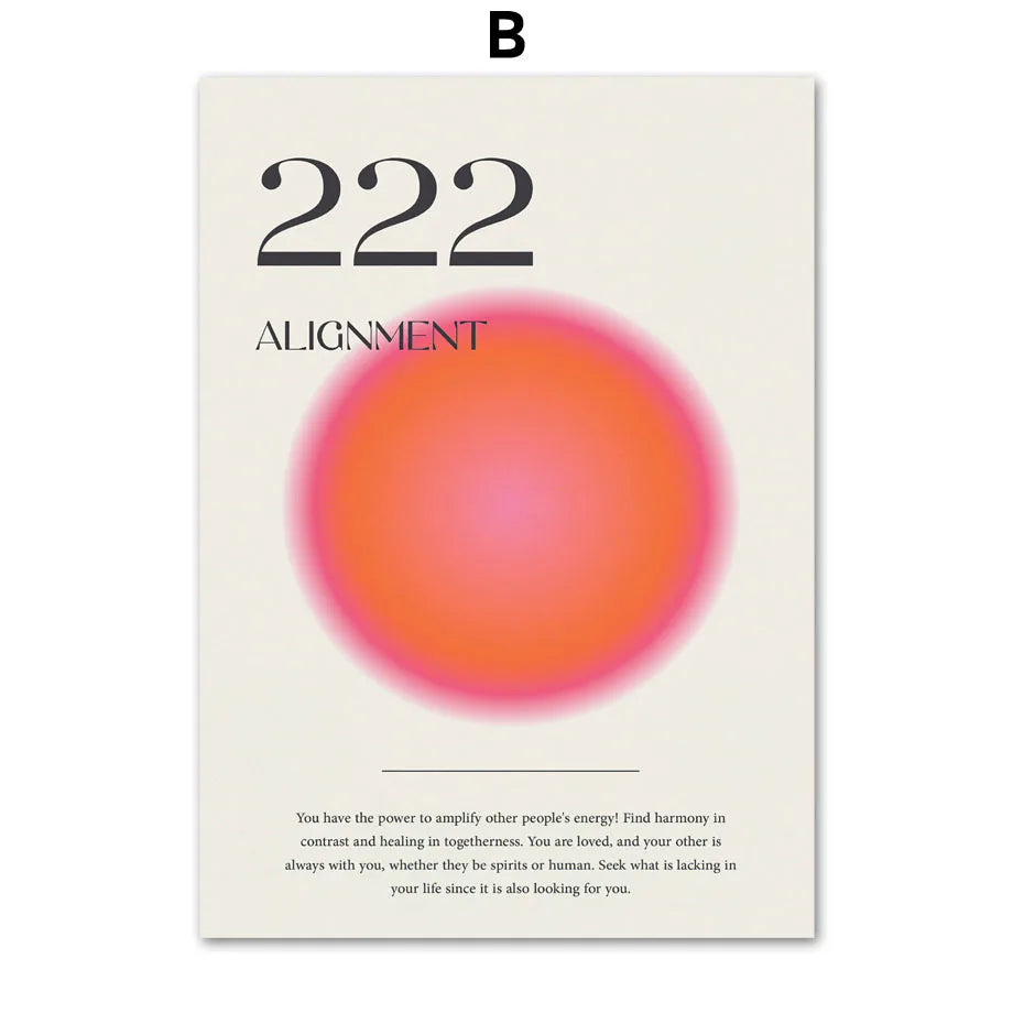 Poster with '222 Alignment' text and a red circle on a beige background