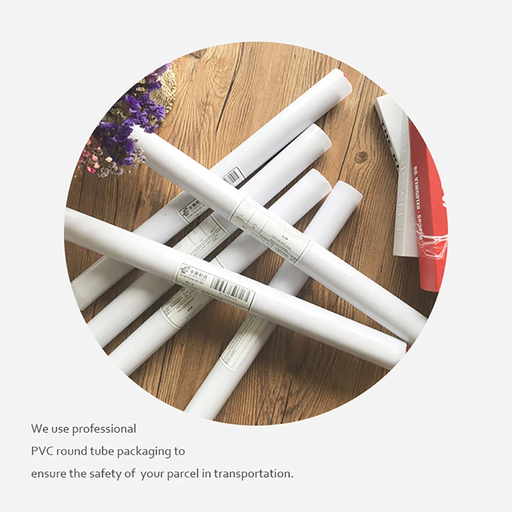 White PVC round tubes on a wooden surface with text about professional packaging.