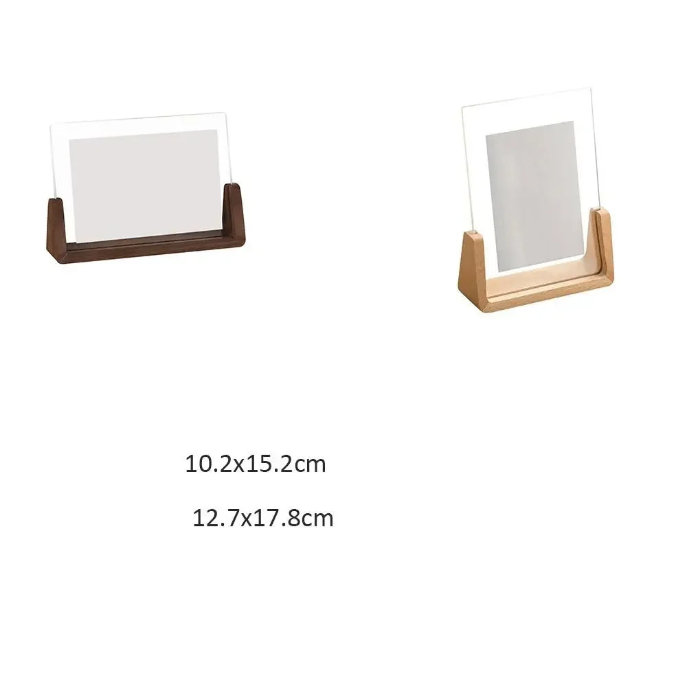 Two wooden photo holders with clear acrylic panels on a white background.