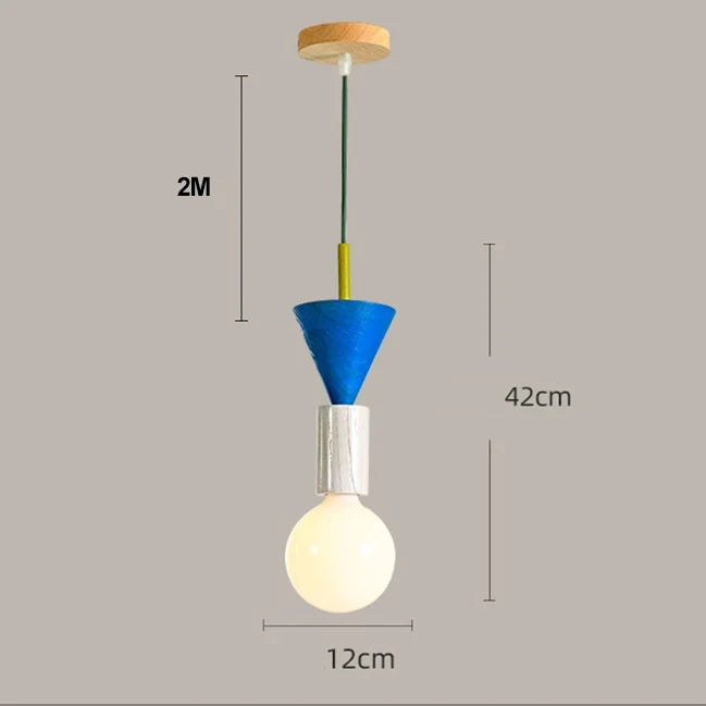 Pendant light with measurements on a gray background