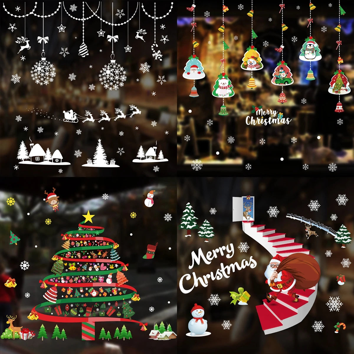 Christmas Window Stickers – Festive Santa, Snowman & Reindeer Designs (Multiple Styles)