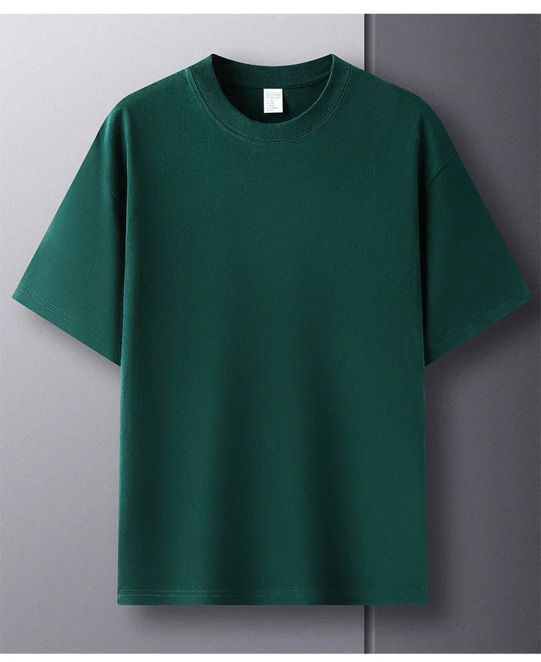 Green t-shirt on a gray background