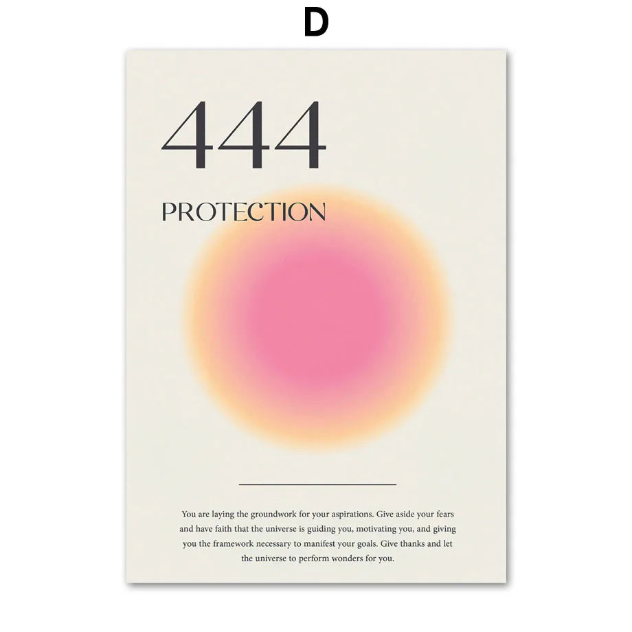 Poster with '444 Protection' text and a colorful circle on a beige background