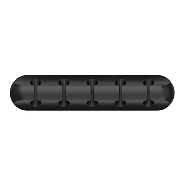 Black rubber bumper strip on a white background
