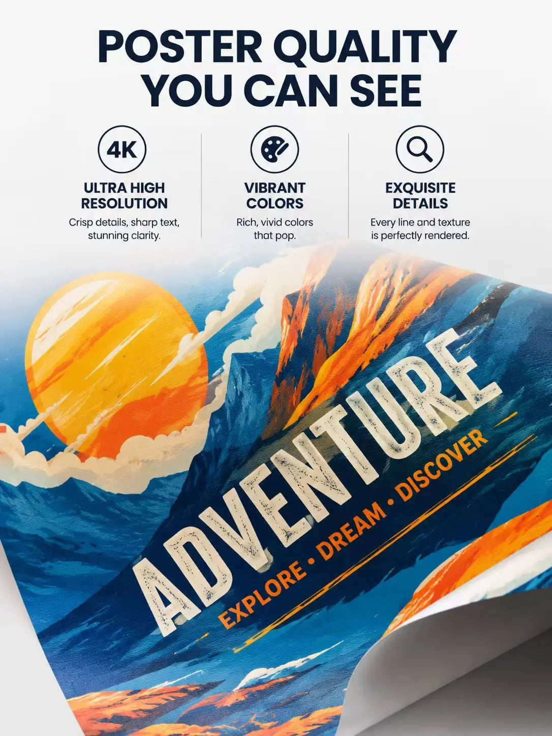 Promotional poster with space-themed design and text about high-quality printing.