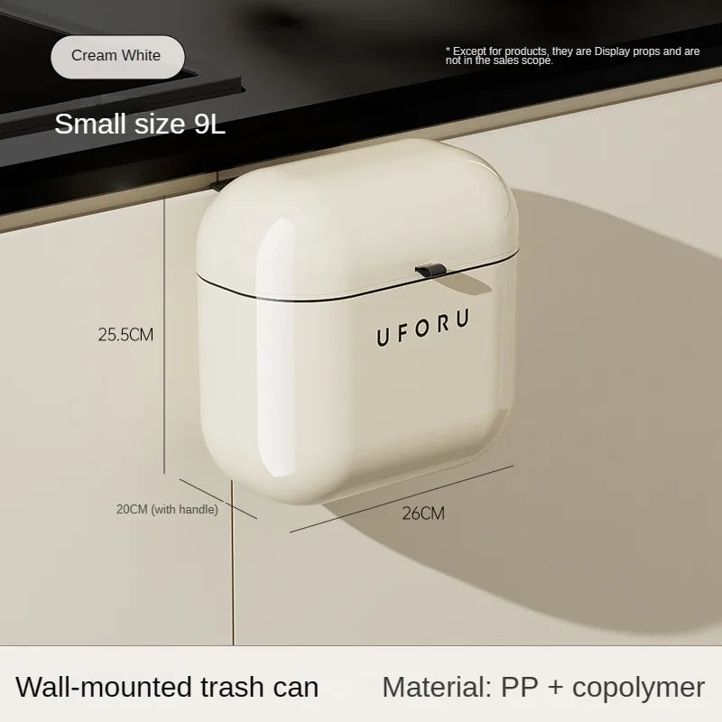 Hanging Suspension Trash Can – 9L/12L Cream Bin