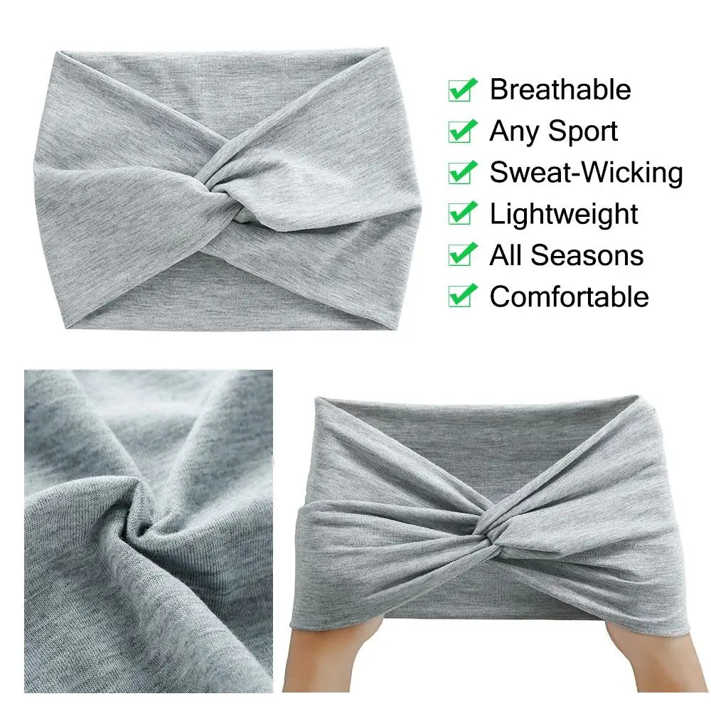 Gray headband with text highlighting features on a white background