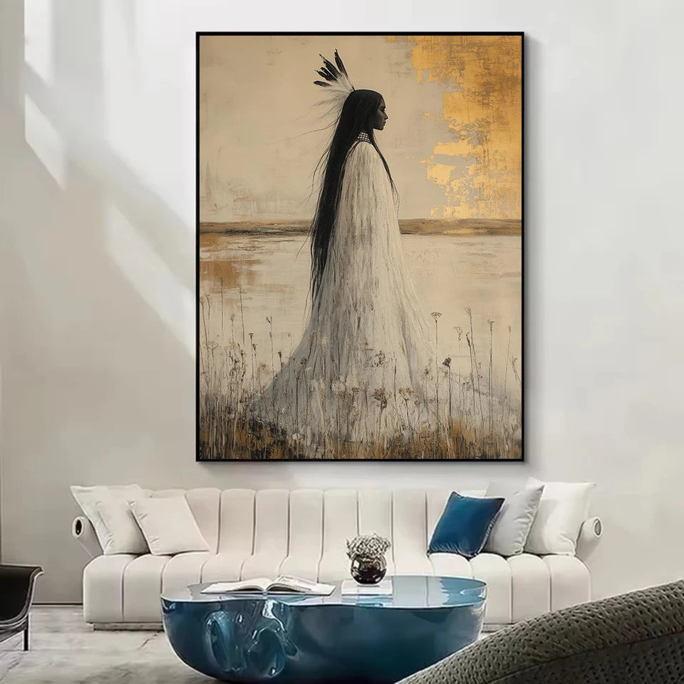 Abstract Mythology Goddess Native American Portrait Wall Art Poster Print