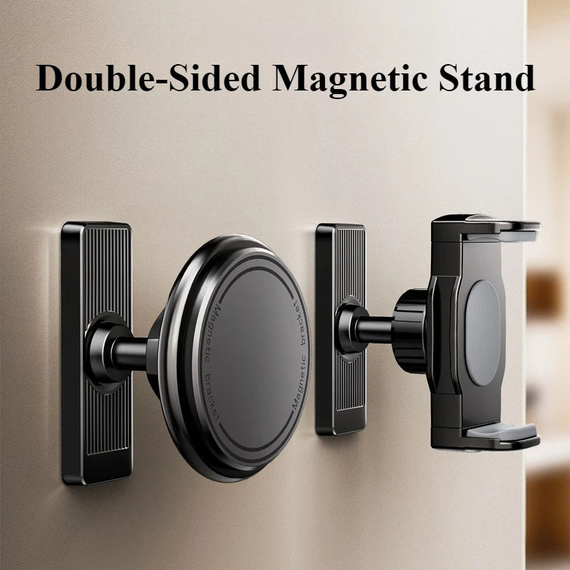 Double-sided magnetic stand on a beige background with text 'Double-Sided Magnetic Stand'.