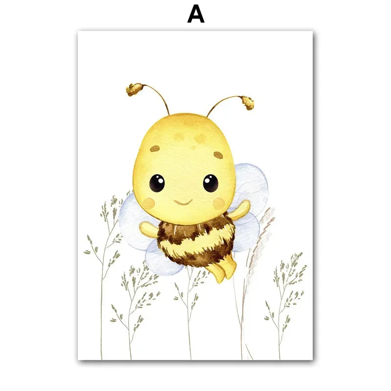 Cartoon bee character with a white background