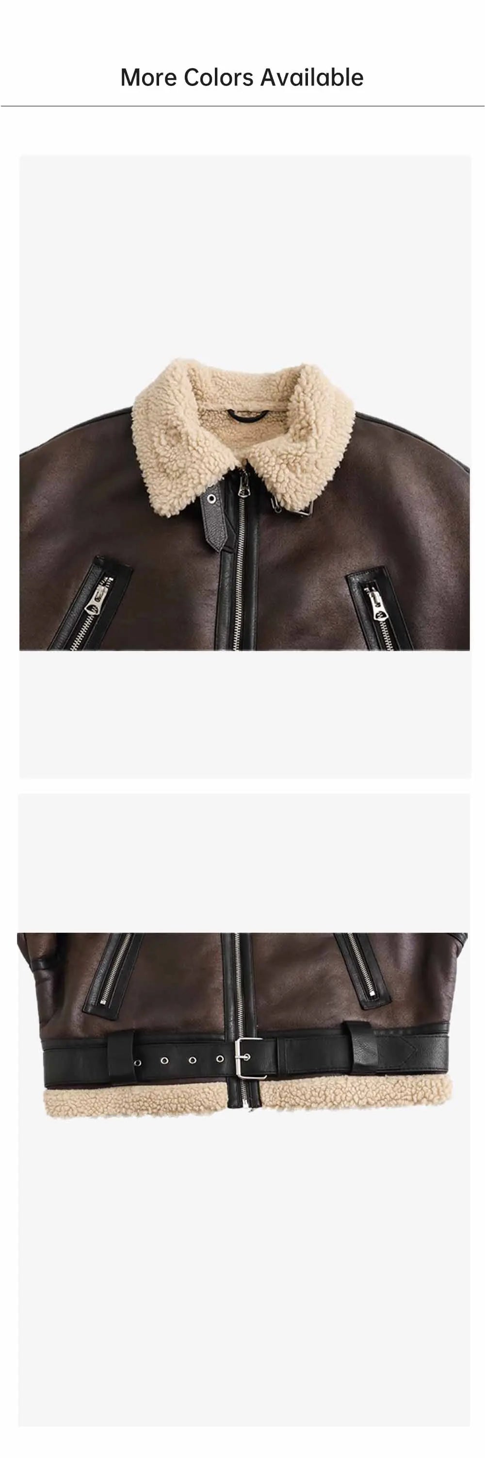 Close up of the collar on an aviator jacket