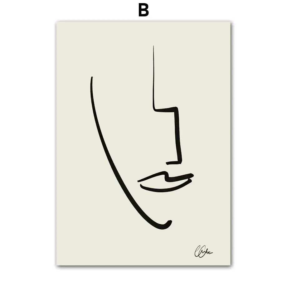 Black and white line drawing wall poster – minimalist art for living room or bedroom